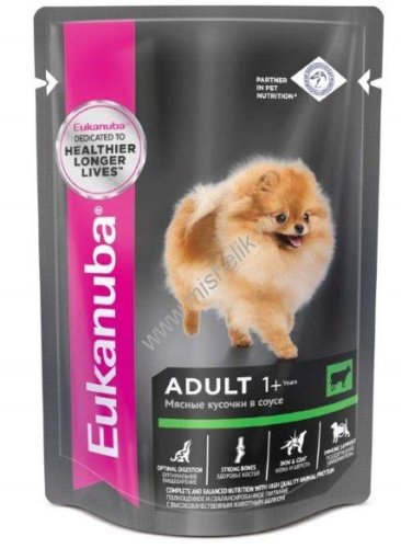 EUKANUBA ADULT ALL BREED BEEF 100 гр пауч влажный корм для взрослых собак всех пород, говядина в соусе 