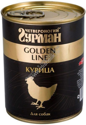 ЧЕТВЕРОНОГИЙ ГУРМАН Золотая линия 340 г консервы для собак курица натуральная в желе 