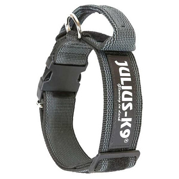 JULIUS-K9 ошейник для собак Color & Gray (38-53см/4см), с закрытой ручкой, черно-серый