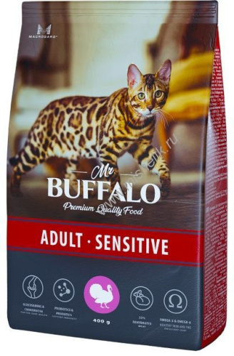 MR.BUFFALO ADULT SENSITIVE 400 г сухой корм для кошек индейка 