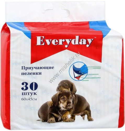 EVERYDAY 30 шт 60х45 см пеленки для животных впитывающие гелевые 