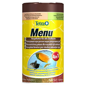 TetraMenu корм для всех видов рыб "4 вида" мелких хлопьев 250 мл
