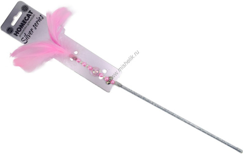 HOMECAT SILVER SERIES 50 см дразнилка для кошек из перьев розовая