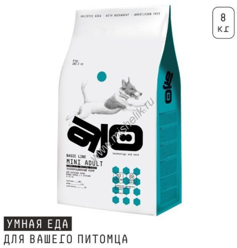 AJO Dog Mini Adult 8 кг сухой полнорационный корм для взрослых собак малых пород курица с гречкой