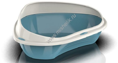GEORPLAST SHUTTLE CORNER 49 см туалет для кошек угловой с бортом голубой 