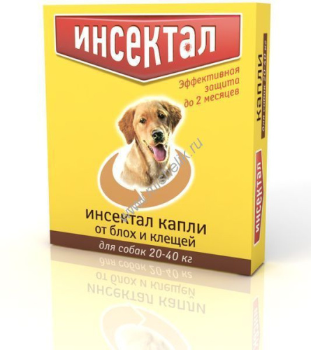 ИНСЕКТАЛ 20-40 кг капли от блох и клещей для собак 