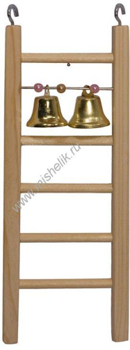 HOMEPET 7,1 см х 2 см х h 9,5 см лесенка для птиц деревянная с бусами и колокольчиком