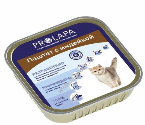 Prolapa Premium 100 г ламистер полнорационный консервированный корм паштет с индейкой для кошек 