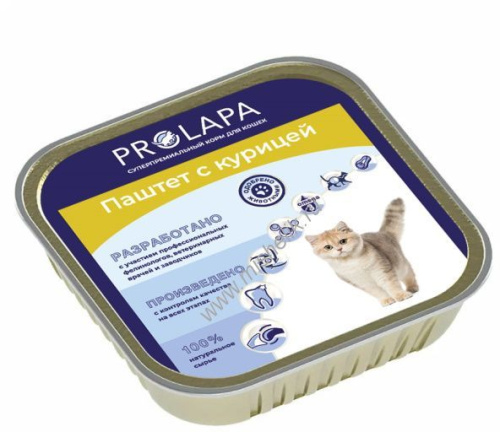 Prolapa Premium 100 г ламистер полнорационный консервированный корм паштет с курицей для кошек 
