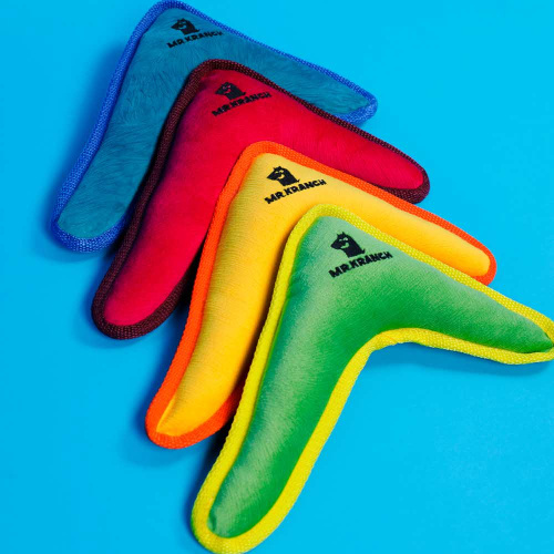 Игрушка Mr.Kranch для собак средних и крупных пород Бумеранг с пищалкой 34х28,5х6,5см, розовый