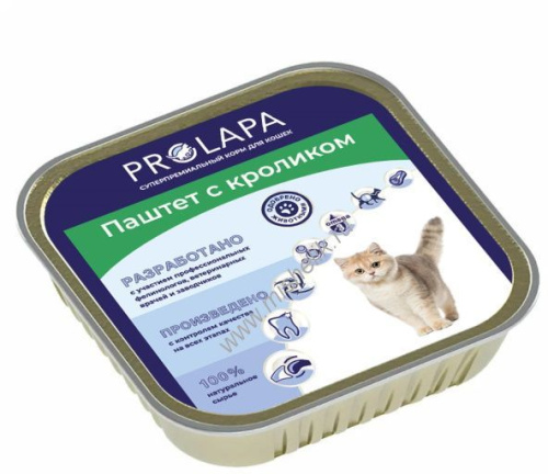 Prolapa Premium 100 г ламистер полнорационный консервированный корм паштет с кроликом для кошек 