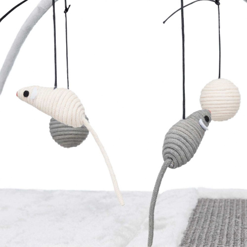 Когтеточка Junior с игрушками на верёвочке, 60 × 33 × 42 см, серый/светло-серый