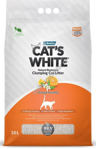 Cat`s White Orange scented 10 л комкующийся наполнитель с ароматом апельсина для кошачьего туалета