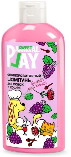 ANIMAL PLAY SWEET Антипаразитарный 300 мл шампунь для собак и кошек виноград и гвоздика 