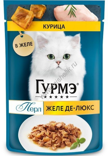 Гурмэ Перл Желе Де-Люкс 75 г влажный  корм для кошек, с курицей в роскошном желе 