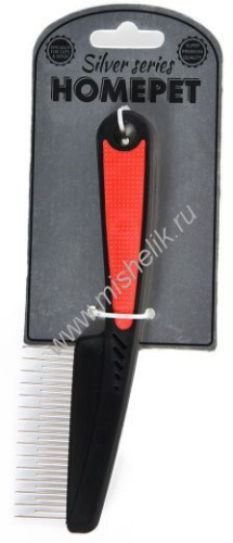 HOMEPET SILVER SERIES 19,5 см х 5,5 см 29 зубьев расческа с переменными зубьями пластиковая