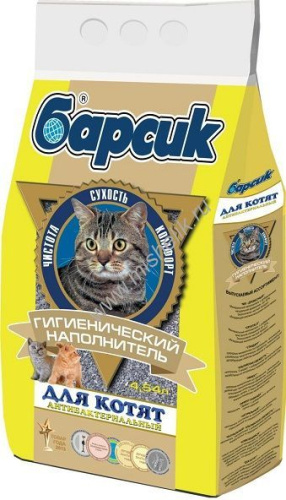БАРСИК для котят 4,54 л впитывающий наполнитель для кошачьих туалетов 