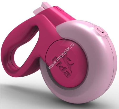 FIDA MARS 5 м до 25 кг рулетка для собак средних пород лента розовая