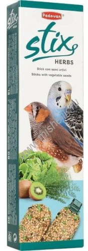 PADOVAN STIX HERBS Cocorite Esotici 80 г лакомые палочки для волнистых попугаев и экзотических птиц растительные с витамином С 1х10