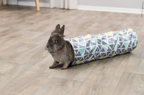 Тоннель-домик для грызунов, ф 19 х 70см, плюш, разноцветный/серый