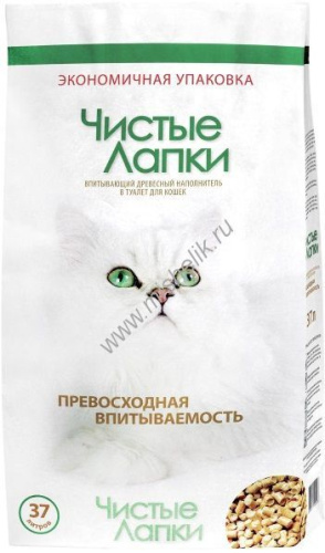 Чистые Лапки 37 л/13,5 кг древесный наполнитель для кошачьих туалетов 2