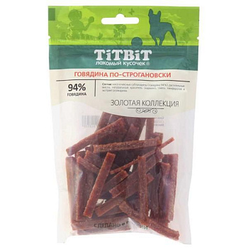 Лакомство TiTBiT Говядина по-строгановски для собак Золотая коллекция 80 г