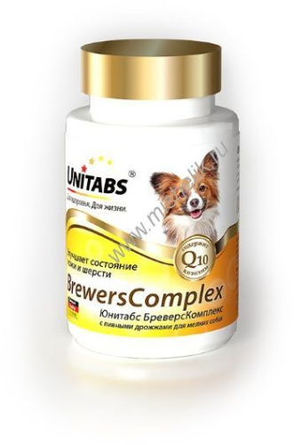 UNITABS BreversComplex с Q10 100 таб пивными дрожжами для мелких собак