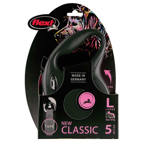 flexi рулетка New Classic L (до 50 кг) лента 5 м черная