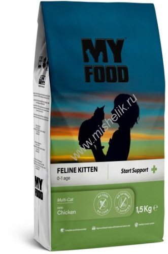 Myfood Feline Kitten Multi-Cat with Chicken 1,5 кг сухой корм для котят с курицей 