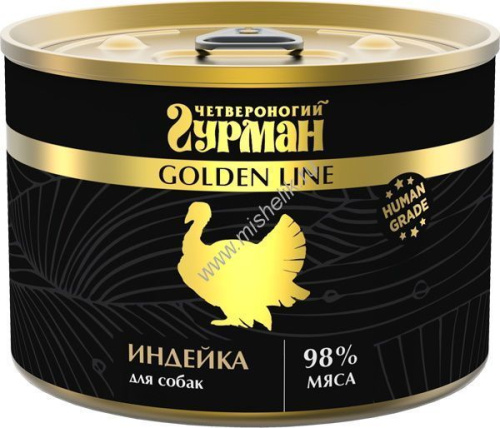 ЧЕТВЕРОНОГИЙ ГУРМАН Golden line 525 г консервы для собак с индейкой в желе 