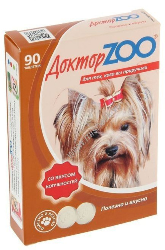 ДОКТОР ZOO 90 шт мультивитаминное лакомство со вкусом копченостей для собак 