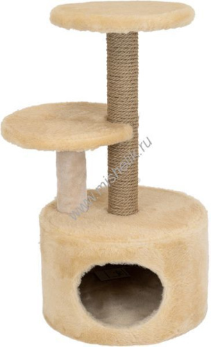 ДАРЭЛЛ Чип 48х40х71 см  домик-когтеточка для кошек круглый с двумя полками, бежевый