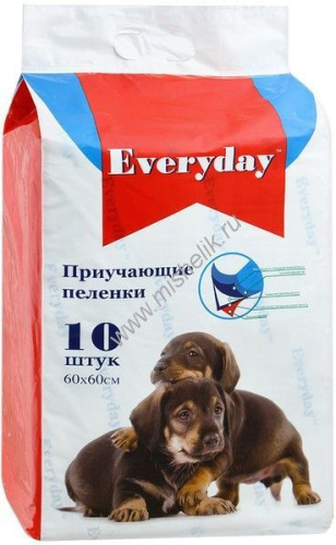 EVERYDAY 10 шт 60х60 см пеленки для животных впитывающие гелевые 