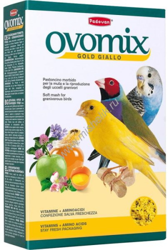 PADOVAN OVOMIX GOLD giallo 300 г корм комплексный для выкармливания птенцов декоративных птиц при линьке 