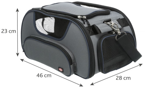 Переноска Wings для авиаперелетов, 28 х 23 х 46 см, серый/синий