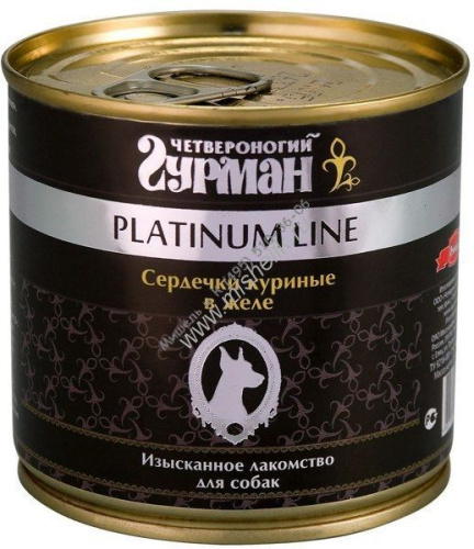 ЧЕТВЕРОНОГИЙ ГУРМАН Платиновая линия 240 г консервы для собак сердечки куриные в желе 