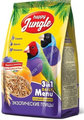 HAPPY JUNGLE 500 г корм для экзотических птиц 1х18