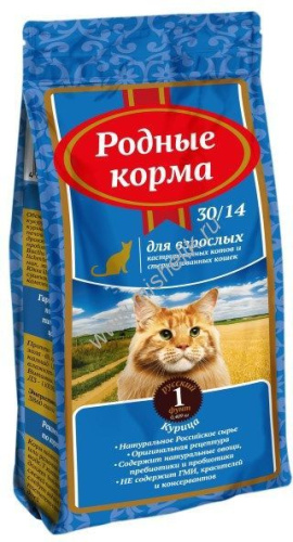 РОДНЫЕ КОРМА 30/14 1 русский фунт 409 г сухой корм для взрослых стерилизованных кошек 