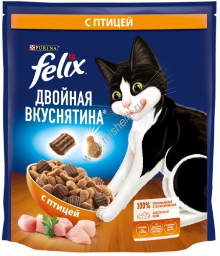 Felix Двойная вкуснятина 600 г сухой корм для взрослых кошек, с птицей 