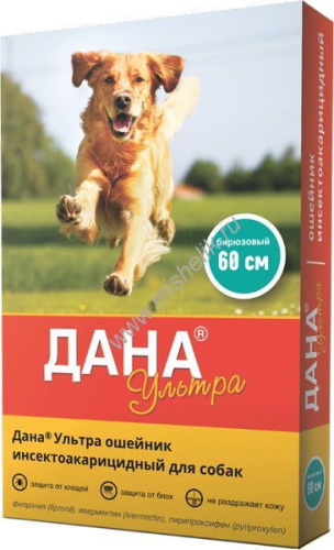 APICENNA ДАНА УЛЬТРА 60 см ошейник инсектоакарицидный для собак бирюзовый 