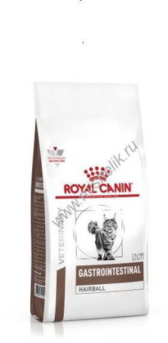 ROYAL CANIN VD GASTROINTESTINAL HAIRBALL CONTROL 400 г ветеринарная диета, сухой корм для кошек при нарушении пищеварения и для профилактики образования волосяных ком