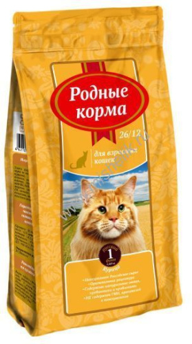 РОДНЫЕ КОРМА 26/12 1 русский фунт 409 г сухой корм для взрослых кошек с курицей 