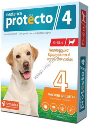 NEOTERICA PROTECTO 4 25-40 кг капли от внешних паразитов для собак 1х20