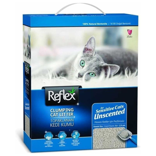 Reflex 10 л комкующийся бентонитовый наполнитель для кошачьего туалета гипоаллергенный без запаха