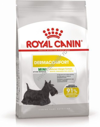 ROYAL CANIN MINI DERMACOMFORT 3 кг сухой корм для взрослых и стареющих собак мелких размеров, при раздражениях и зуде кожи, связанных с повышенной чувствительностью