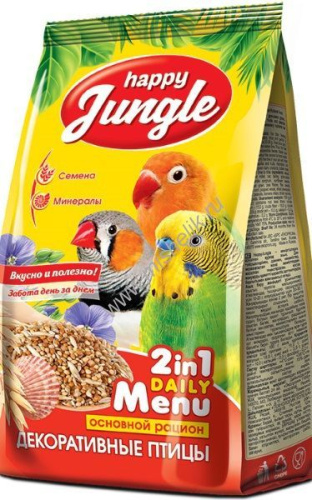 HAPPY JUNGLE 350 г корм для декоративных птиц универсал 