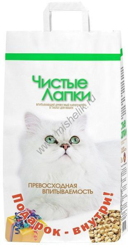 Чистые Лапки 12 л древесный наполнитель для кошачьих туалетов 