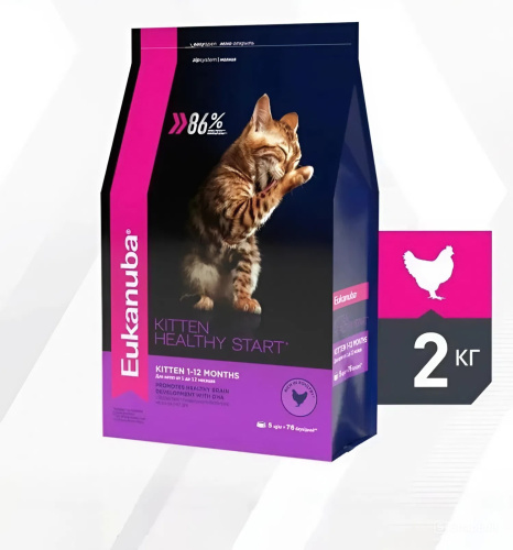 EUKANUBA KITTEN HEALTHY START 2 кг сухой корм для котят с домашней птицей 