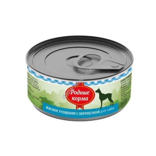 РОДНЫЕ КОРМА 100 г мясное угощение консервы с перепелкой для собак 