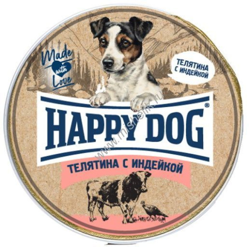HAPPY DOG Natur Line 125 г ламистер паштет консервы для собак с телятиной и индейкой 